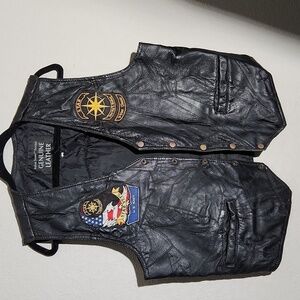 Leather Patchwork Italian Stone Design Genuine Navarre Motorcycle Vest